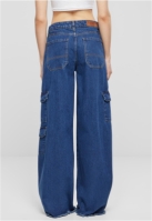 Ladies Mid Waist Cargo Denim Pants
