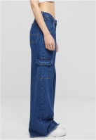 Ladies Mid Waist Cargo Denim Pants