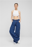 Ladies Mid Waist Cargo Denim Pants