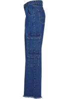 Ladies Mid Waist Cargo Denim Pants