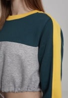 Ladies Cropped 3-Tone Stripe Crew