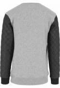 Quilt Leather Imitation Sleeve Crewneck