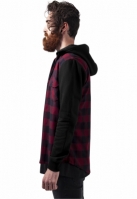 Hooded Checked Flanell Sweat Sleeve Shirt