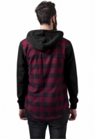 Hooded Checked Flanell Sweat Sleeve Shirt