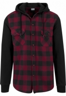 Hooded Checked Flanell Sweat Sleeve Shirt