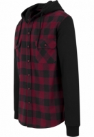 Hooded Checked Flanell Sweat Sleeve Shirt