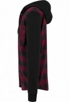Hooded Checked Flanell Sweat Sleeve Shirt