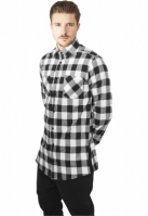 Side-Zip Long Checked Flanell Shirt