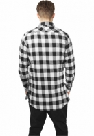 Side-Zip Long Checked Flanell Shirt