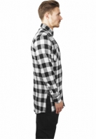 Side-Zip Long Checked Flanell Shirt