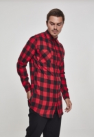 Side-Zip Long Checked Flanell Shirt