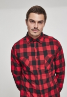 Side-Zip Long Checked Flanell Shirt