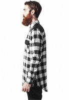 Side Zip Leather Shoulder Flanell Shirt