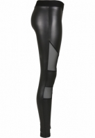 Ladies Tech Mesh Faux Leather Leggings