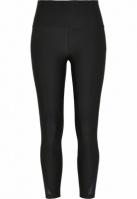 Ladies High Waist Shiny Rib Pedal Pusher Leggings