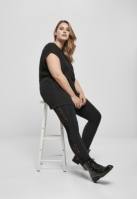 Ladies Flock Lace Stripe Leggings