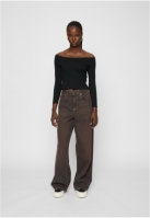 Ladies Off Shoulder Rib Longsleeve