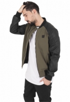 Cotton Bomber Synthetic Leather Sleeve Jacket