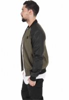 Cotton Bomber Synthetic Leather Sleeve Jacket