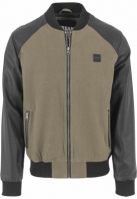 Cotton Bomber Synthetic Leather Sleeve Jacket
