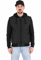 Hooded Diamond Quilt Nylon Jacket