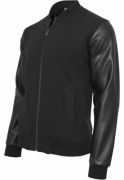 Zipped Leather Imitation Sleeve Jacket