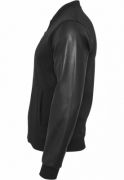 Zipped Leather Imitation Sleeve Jacket