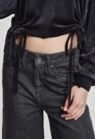 Ladies Short Velvet Gathered Hoody
