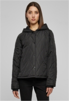 Ladies Oversized Diamond Quilted Hooded Jacket