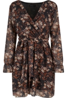 Cloud5ive Damen Kleid in Wickeloptik mit Bindeg