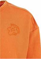 Ladies Cropped Flower Embroidery Terry Crewneck