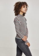 Ladies Rib Striped Volant Turtleneck LS