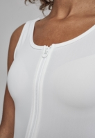 Ladies Side Stripe Cropped Zip Top