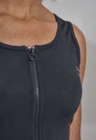 Ladies Side Stripe Cropped Zip Top