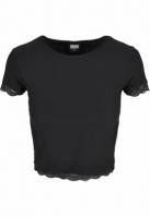 Ladies Cropped Lace Hem Tee