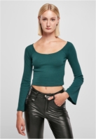 Ladies Short Rib Wide V-Neck Longsleeve