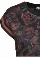 Ladies Short Extended Shoulder Stripes Mesh Tee
