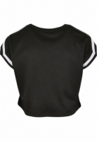 Ladies Short Extended Shoulder Stripes Mesh Tee