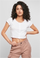 Ladies Cropped Button Up Rib Tee