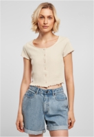 Ladies Cropped Button Up Rib Tee