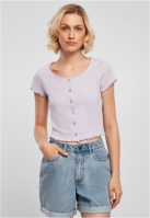 Ladies Cropped Button Up Rib Tee