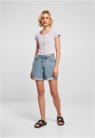 Ladies Cropped Button Up Rib Tee
