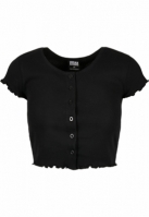 Ladies Cropped Button Up Rib Tee