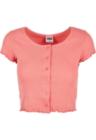 Ladies Cropped Button Up Rib Tee