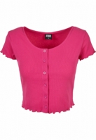 Ladies Cropped Button Up Rib Tee