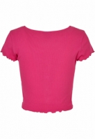 Ladies Cropped Button Up Rib Tee
