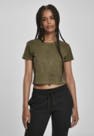 Ladies Cropped Peached Rib Tee