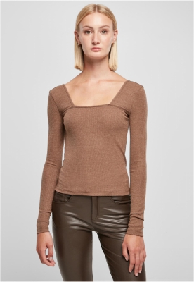 Ladies Rib Squared Neckline Longsleeve