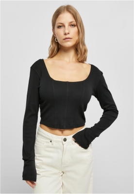 Ladies Short Rib Corsage Longsleeve