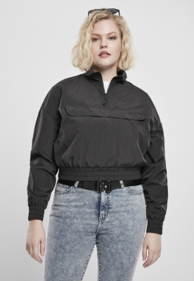 Ladies Cropped Crinkle Nylon Pull Over Jacket